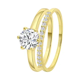Lucardi Ring Goud / Transparant