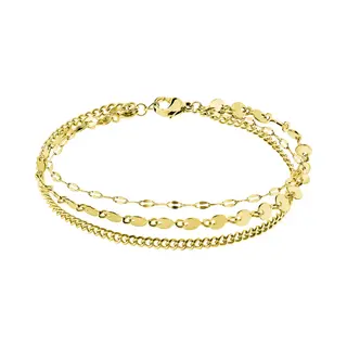 Lucardi Dames Stalen Goldplated Armband Dubbel Rond - Armband - Staal - Goudkleurig - 20 Cm