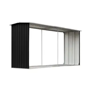 Garden Log Storage Shed Galvanised Steel 330x92x153 Cm Anthracite Vidaxl