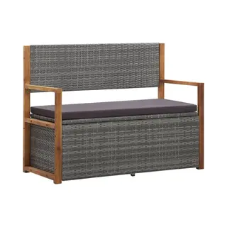 Vidaxl - Bank Mit Stauraum 115 Cm Poly Rattan Massivholz Akazie Grau
