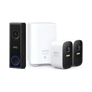 Eufy, Bel + Deurintercom, Van Anker Video Deurbel + 2 X Cam 2C - Inclusief HomeBase 2 - Bundel (Draadloze, WiFi)
