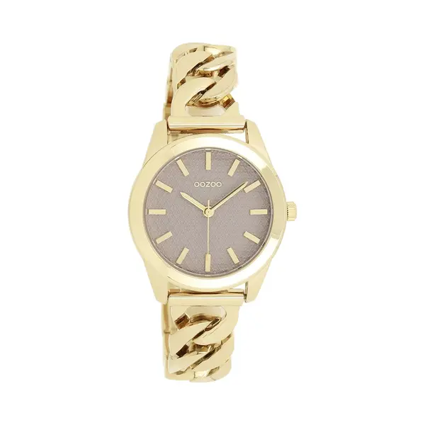 Oozoo - Timepieces Damen Uhr In Gold/Taupe | Armbanduhr Damen Mit Edelstahlarmband | Moderne Uhr Für Frauen | Edle Analog Damenuhr In Rund C11420 thumbnail
