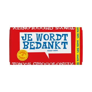 Chocolade Tony's Chocolonely Reep 180gr Melk ""Bedankt"" | 15 Stuks