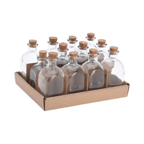 Excellent Houseware Glazen Flesjes Met Kurk Dop - 12 Stuks - Transparant - Glas -120 Ml thumbnail