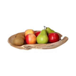 H&S Collection Tafel Decoratie Schaal Teak Hout 37 Cm - Woondecoratie/tafeldecoratie Schalen