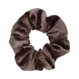 Kraagjeskopen.nl Scrunchie Velvet Donker Taupé Haarelastiek Haaraccessoire - 1 Stuk