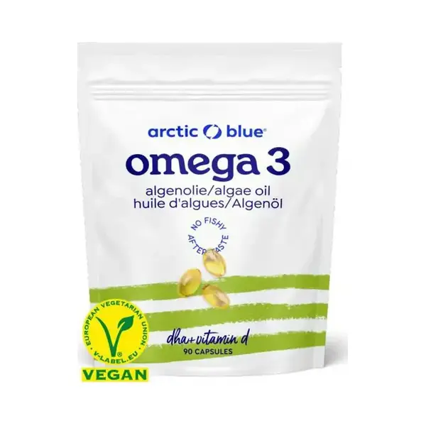 Arctic Blue Vegane Omega 3 Kapseln - 90 Stück - Algenöl Mit Vitamin D3 – Hochdosiert Mit Dha – Aus Nachhaltigem, Kontrolliertem Anbau Und Frei thumbnail