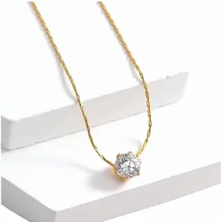 Aurélia Ketting Dames - Halsketting Met Steenje - Collier 44 Cm - Verstelbaar - Goudkleurig - Zirkonia Kristal - Cadeau Vriendin Moeder Verjaardag