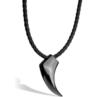 Serasar Leren Herenketting [Wolf] - Zwart 50cm