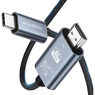 Mmobiel Usb-C Naar Hdmi-kabel, 2 M, 4K @ 60 Hz, Gevlochten Usb 3.1 Type-C Naar Hdmi-kabel, Thunderbolt 3-adapter Voor MacBook Pro/Air, IPhone 16/15,