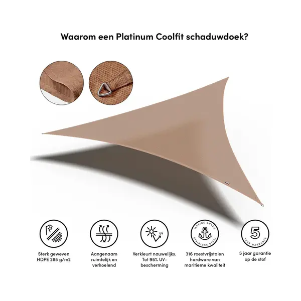 Platinum Sun & Shade, Coolfit Sonnensegel Dreieckig 500x500cm Sand thumbnail