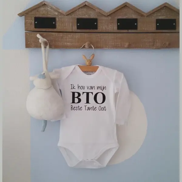 Baby Rompertje Met Tekst | Ik Hou Van Mijn Bto Beste Tante Ooit ! | Lange Mouw | Wit Met Zwart | Maat 74/80 | I Love Liefste Cadeautje Verjaardag thumbnail