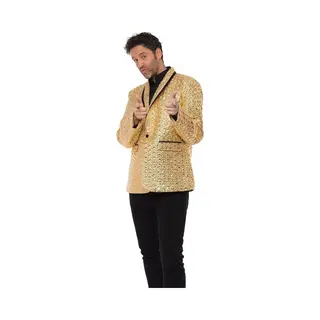 Partychimp Colbert Blazer Heren Carnavalskleding Heren Carnaval Kerst Oud En Nieuw Verkleedkleren Volwassenen Foute Party - Goud - Maat L