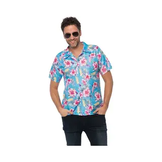 Partychimp Luxe Hawaii Blouse Mannen Carnavalskleding Heren Foute Party Verkleedkleren Volwassenen - Polyester - Blauw - Maat M