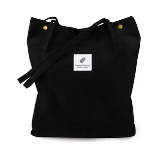 Fashion Favorite Shopper / Tote Bag - Zwart Corduroy | 37 X 28 X 11 Cm | Katoen