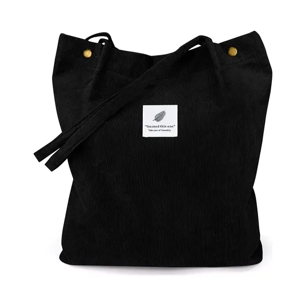 Fashion Favorite Shopper / Tote Bag - Zwart Corduroy | 37 X 28 X 11 Cm | Katoen thumbnail