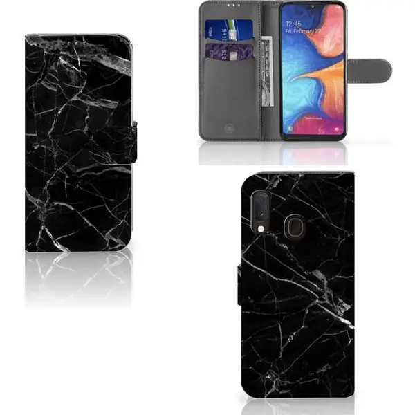 B2Ctelecom Samsung Galaxy A20e Bookcase Marmer Zwart - Origineel Cadeau Vader thumbnail