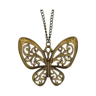 Rhylane – Lange Ketting Met Grote Vlinder Hanger – L 70 Cm - Bronskleurig