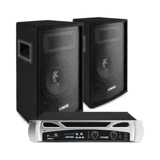 Dj Set - Vonyx Dj Geluidsinstallatie Voor De Startende Dj - Vonyx SL8 Speakers En VPA300 Bluetooth Verseterker + Kabels - Complete Set!