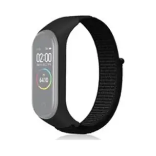 By Qubix Nylon Geweven Bandje Geschikt Voor Xiaomi Mi Band 3 - 4 - 5 - 6 - 7 - Zwart