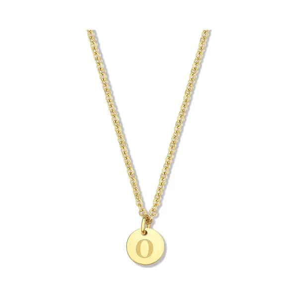 CO88 Collection Alphabet 8CN 26152 Stalen Collier -hanger Rond 7mm - Letter O - 38 + 7 Cm - Initiaal Sieraad - Goudkleurig thumbnail