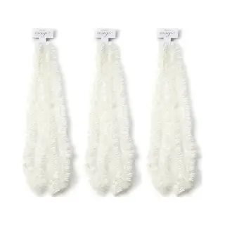Inge-glas 3x Kerstslingers Wit 5 X 270 Cm - Guirlande Folie Lametta - Witte Kerstboom Versieringen