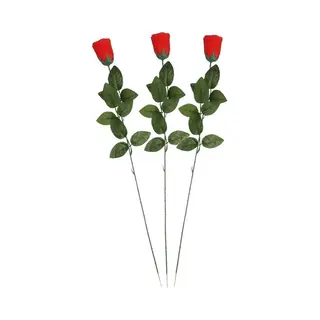 Shoppartners 3x Rode Rosa/roos Kunstbloem 60 Cm - Kunstrozen - Kunstbloemen Boeketten Rozen Rood