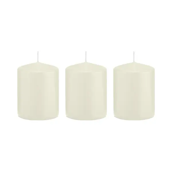 Trend Candles Cilinderkaars/stompkaars - 3x - Ivoorwit - 6 X 8 Cm - 29 Branduren - Met Brandvertragende Folie thumbnail