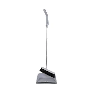 Stoffer En Blik - Lange Steel - Grijs - Kunststof /metaal - 90 Cm - Bezem / Stoffer