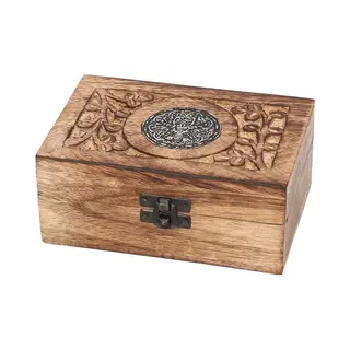 Sieradenkistje/opbergkistje - Bewerkt Hout - 15 X 10 X 6 Cm - Vintage - Brocante Opberg Kistjes