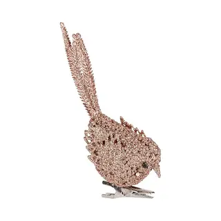 Cosy&Trendy 1x Kerstboomversiering Glitter Roze Vogeltjes Op Clip 12 Cm - Kerstboom Decoratie Vogeltjes