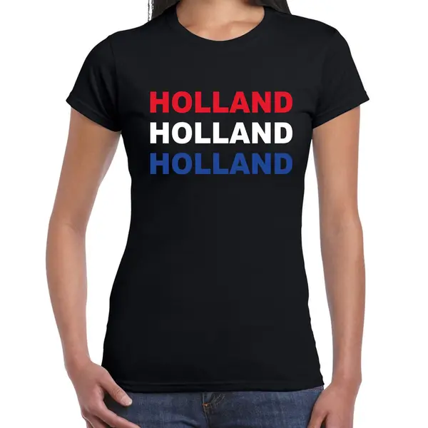 Bellatio Decorations Holland / Nederland T-shirt Zwart Voor Dames - Ek - Wk / Koningsdag Shirt / Kleding Xs thumbnail