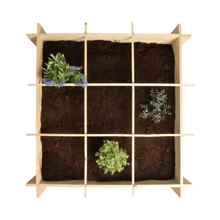 Vierkante Meter Moestuinbak – 100 X 100 X 20 Cm – Vurenhout – 9 Vakken – Incl. Worteldoek - Minigarden - Groente/kruiden Planten In Houten Bak