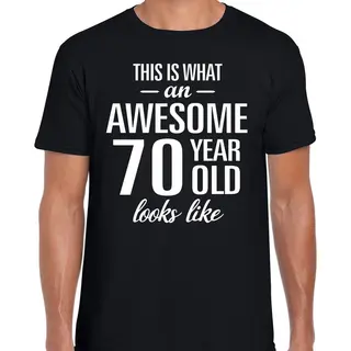 Bellatio Decorations Awesome 70 Year - 70 Jaar Verjaardag Cadeau - T-shirt - Zwart - Heren M