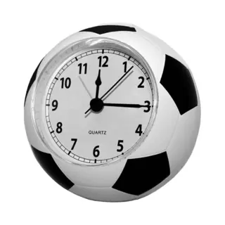 HomeBerg Voetbal Wekker Klok Rond - Nachtkastje Klok - Nachtkastwekker - Tijd - Voetbalkamer - Sport - Bal - Jongens & Meiden - 11.5 Cm