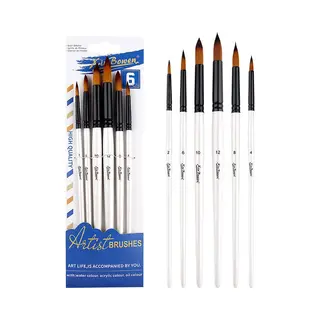 Penselen - Set Van 6 Stuks - Puntig - Kwasten - Verven - Schilderen - Olieverf En Acrylverf