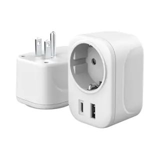 Voomy Travel Y3 - Reisstekker Amerika/Usa - Wereldstekker Type B - Usb-C & Usb-A - Wit