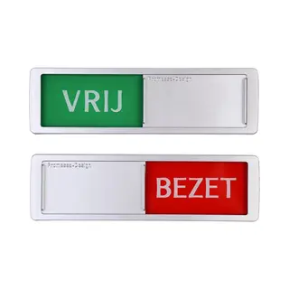 Promessa-Design Vrij - Bezet Schuifbordje - Hoge Kwaliteit - Aluminium Look - 17, 5 Cm X 5 Cm X 0, 6 Cm - Promessa Design.