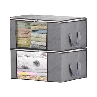 Opbergzak Organizer - Opbergtas En Organiser Voor Dekbed En Kleding - Opvouwbaar - Grijs - 2 Stuks