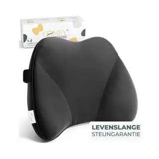 ComfyCentre Ergonomisch Rugkussen - Rugsteun Voor Auto Bureaustoel Bank Bed - Lendensteun - Zwart