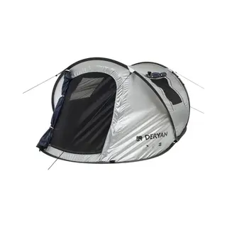 Deryan Luxe Dome - Reisezelt - Pop-Up - Aufbau In 2 Sekunden - Anti Uv - Geeignet Für 2 Personen - Silber/Schwarz, Dome 2P-2R