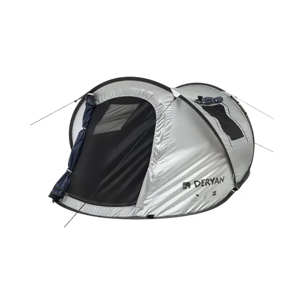 Deryan Luxe Dome - Reisezelt - Pop-Up - Aufbau In 2 Sekunden - Anti Uv - Geeignet Für 2 Personen - Silber/Schwarz, Dome 2P-2R thumbnail