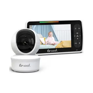 Saaf Babyfoon - Met Camera En Monitor - Praatfunctie En Nachtzicht - 5"Scherm - Wit