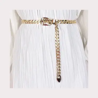 WiseGoods Luxe Punk Design Tailleriem - Riemen Dames - Broekriem - Riem - Accessoires Kleding - Kleren - Cadeau - Goud 105cm