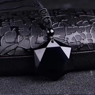 WiseGoods Luxe Obsidiaan Ster Ketting Heren - Kettingen Mannen - Sieraden Man - Sieraden - Collier - Cadeau - Accessoires - Zwart
