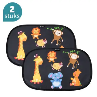 ForDig Zonnescherm Auto Jungle Black (2 Stuks) - Extra Donker - Zonwering Uv Protectie Voor Auto Zijruit – Zonwering Auto – Zonder Zuignappen –