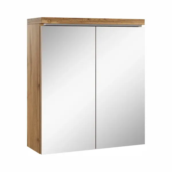 Badplaats - Badezimmer Spiegelschrank Toledo 60cm Eiche – Stauraum Unterschr thumbnail