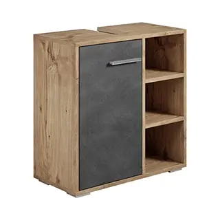 Badplaats Badezimmer Badmöbel Neptunes 60cm Kastanien Eiche Mit Dunkle Gra