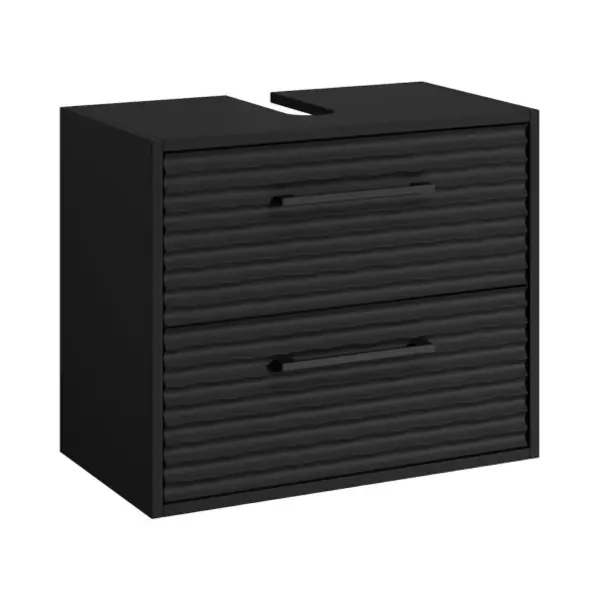 Badplaats B.V. Badplaats Waschbeckenunterschrank Etna 60 X 35 Cm Schwarz Matt - Hängender Badezimmerschrank Mit 2 Schubladen Und Montagematerial thumbnail