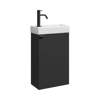 Badplaats - Wc Badmöbel Apollo 40x22 Cm Mat Schwarz - Schrank Waschbecken Ba